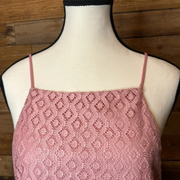 Adorable net print light pink dress sleeveless - Picture 3 of 6
